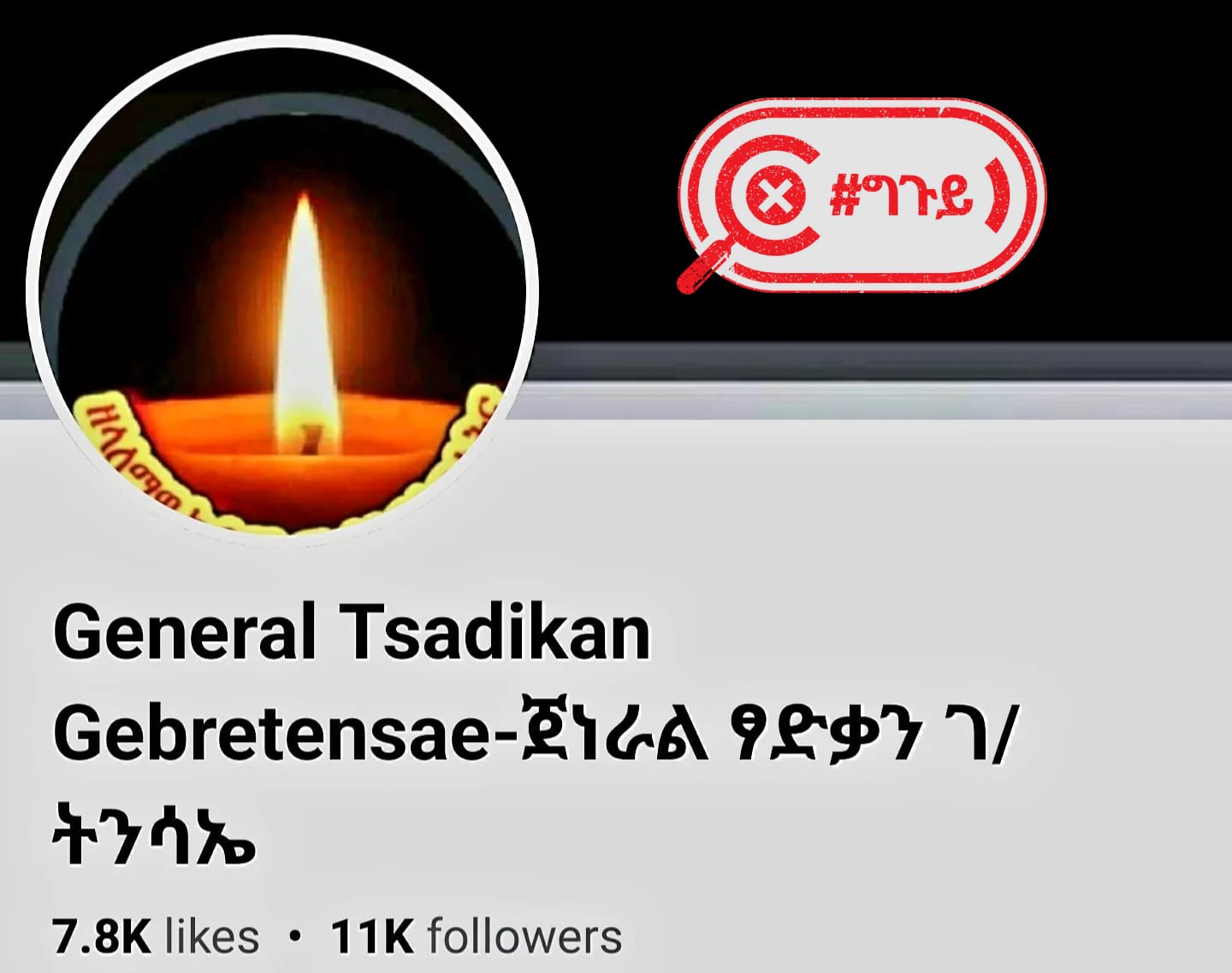 A fake Facebook account using the name of General Tsadkan Gebretinsae